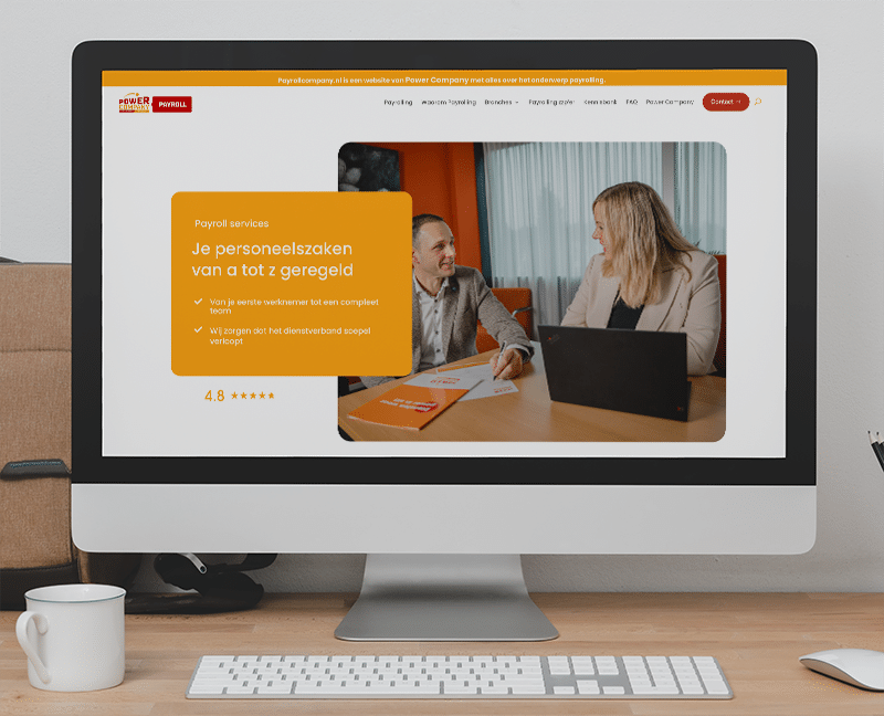 Voor Power Company is een aparte website (Payroll Company) ontworpen voor de dienst payrolling.